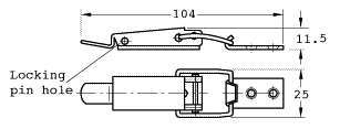 drawing of model train baseboard, large toggle catch